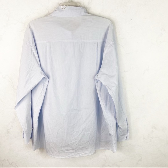 [Zara] Blue Oversized Striped poplin Button Down Shirt - Picture 5 of 5